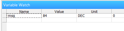 The received pot value, with pot turned to a intermediate value.