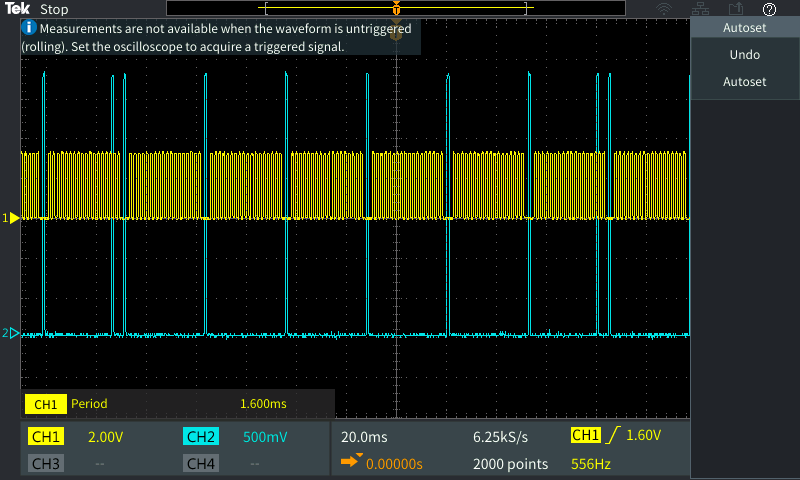 Crank and cam signals, whole period.