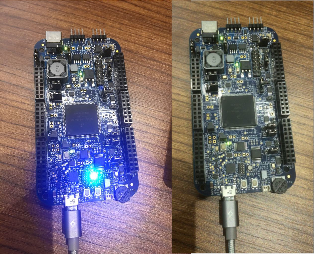 ON/OFF states of blue LED.